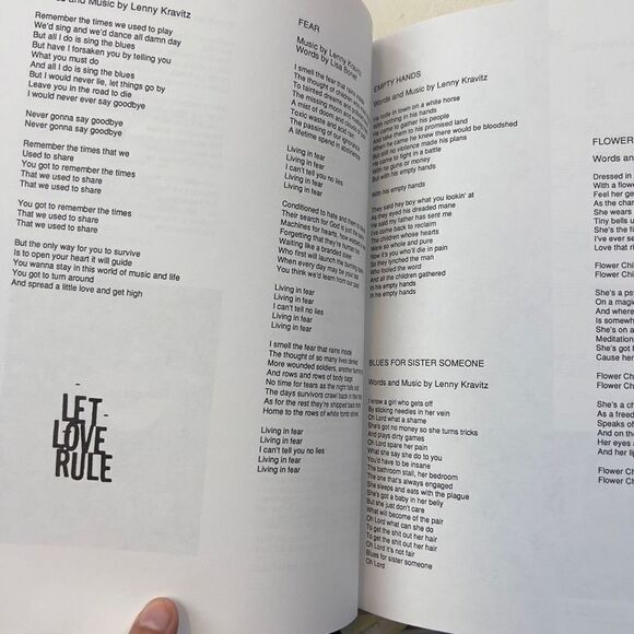 1990 LET LOVE RULE Lenny Kravitz   Piano/Vocal/Guitar Songbook PaperBack - Picture 8 of 12